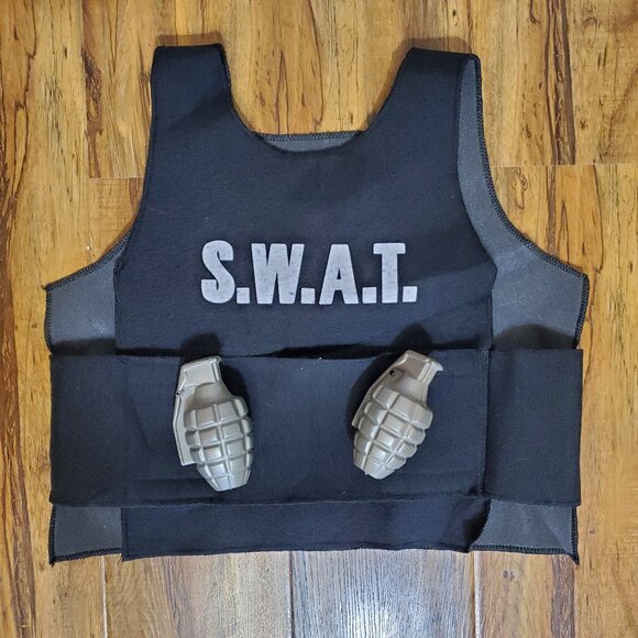 SWAT Officer Costume Vest and 2 Grenades Halloween - Picture 1 of 5